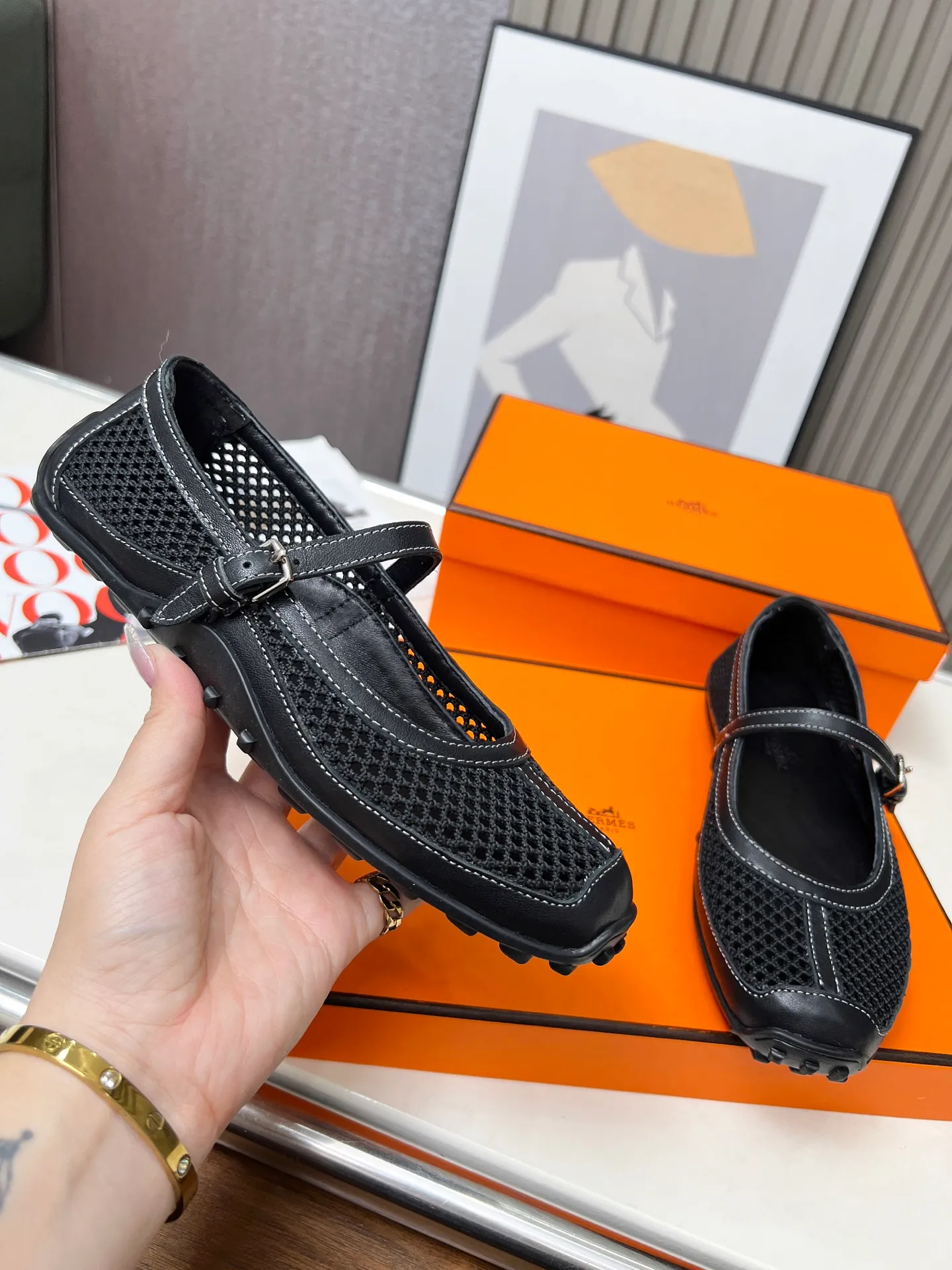 👟👟Ex-factory price 480👟👟Hermes New model! Original development, top layer cowhide! New crafting grid! In sheepskin, sheepskin padding! 35-41 yards